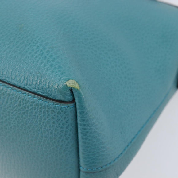 GUCCI Hand Bag Leather 2way Blue Gold 449659 Auth 208598A
