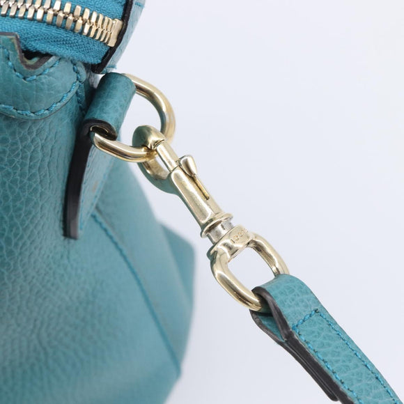 GUCCI Hand Bag Leather 2way Blue Gold 449659 Auth 208598A