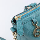 GUCCI Hand Bag Leather 2way Blue Gold 449659 Auth 208598A-20