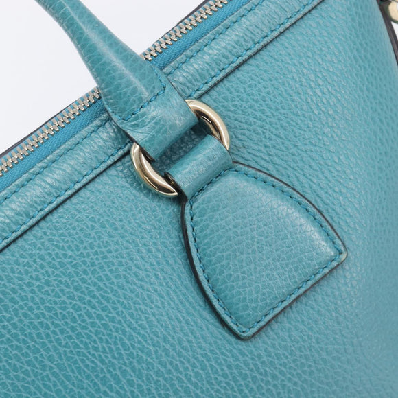 GUCCI Hand Bag Leather 2way Blue Gold 449659 Auth 208598A