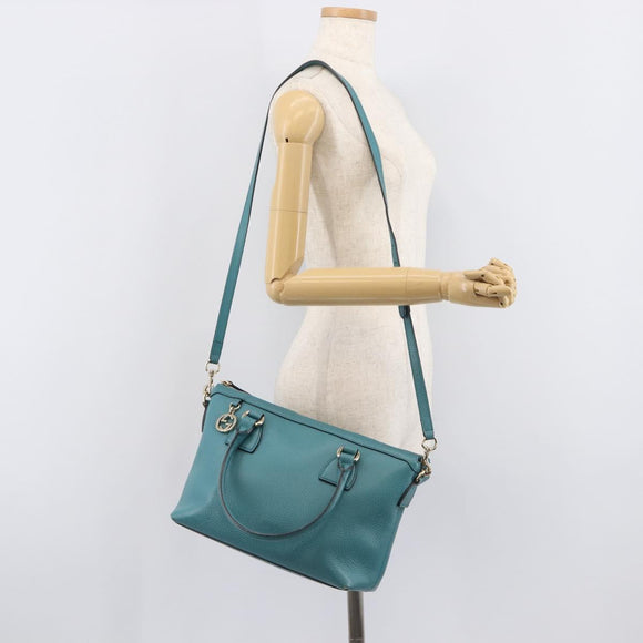 GUCCI Hand Bag Leather 2way Blue Gold 449659 Auth 208598A