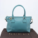GUCCI Hand Bag Leather 2way Blue Gold 449659 Auth 208598A-30