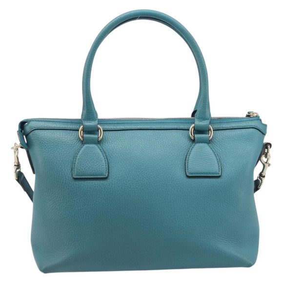 GUCCI Hand Bag Leather 2way Blue Gold 449659 Auth 208598A