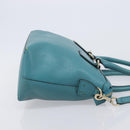 GUCCI Hand Bag Leather 2way Blue Gold 449659 Auth 208598A-4