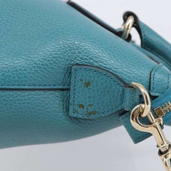 GUCCI Hand Bag Leather 2way Blue Gold 449659 Auth 208598A