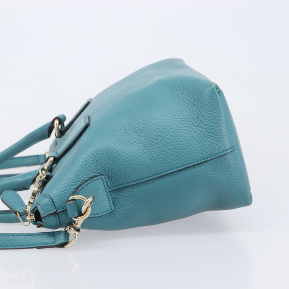 GUCCI Hand Bag Leather 2way Blue Gold 449659 Auth 208598A