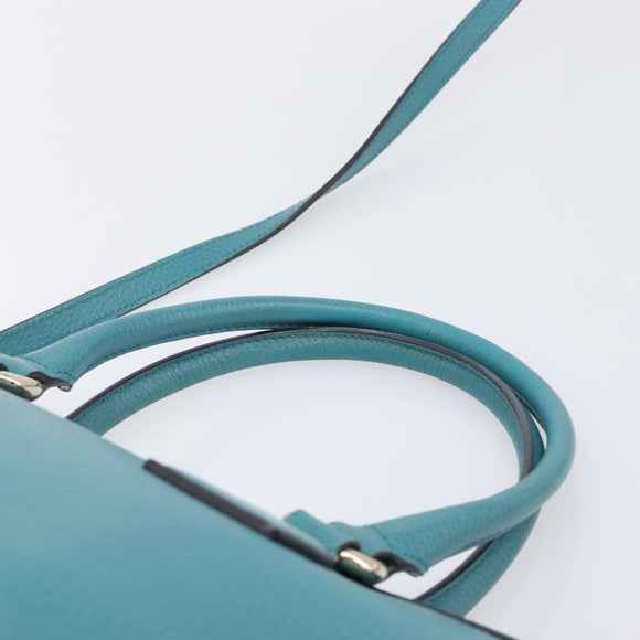 GUCCI Hand Bag Leather 2way Blue Gold 449659 Auth 208598A