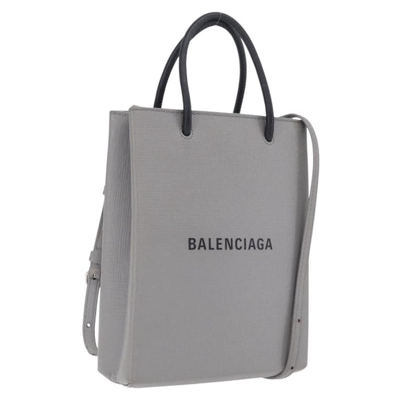 Balenciaga Hand Bag Leather 2way Gray Silver 693805 Auth 208600V