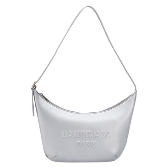 Balenciaga Mary Kate Shoulder Bag Leather Silver 771733 Auth 208601M
