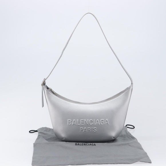 Balenciaga Mary Kate Shoulder Bag Leather Silver 771733 Auth 208601M