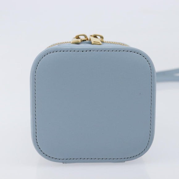 CELINE Triomphe Shoulder Bag Leather Light Blue Gold Auth 208602SAM