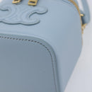 CELINE Triomphe Shoulder Bag Leather Light Blue Gold Auth 208602SAM-14