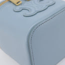 CELINE Triomphe Shoulder Bag Leather Light Blue Gold Auth 208602SAM-15
