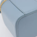 CELINE Triomphe Shoulder Bag Leather Light Blue Gold Auth 208602SAM-17