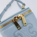 CELINE Triomphe Shoulder Bag Leather Light Blue Gold Auth 208602SAM-18