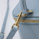 CELINE Triomphe Shoulder Bag Leather Light Blue Gold Auth 208602SAM-19