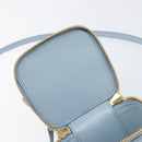 CELINE Triomphe Shoulder Bag Leather Light Blue Gold Auth 208602SAM-21