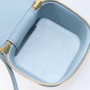 CELINE Triomphe Shoulder Bag Leather Light Blue Gold Auth 208602SAM-22