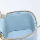 CELINE Triomphe Shoulder Bag Leather Light Blue Gold Auth 208602SAM-23