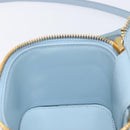 CELINE Triomphe Shoulder Bag Leather Light Blue Gold Auth 208602SAM-24