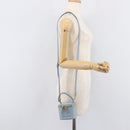 CELINE Triomphe Shoulder Bag Leather Light Blue Gold Auth 208602SAM-26
