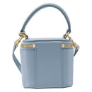 CELINE Triomphe Shoulder Bag Leather Light Blue Gold Auth 208602SAM-3
