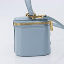 CELINE Triomphe Shoulder Bag Leather Light Blue Gold Auth 208602SAM-5