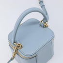 CELINE Triomphe Shoulder Bag Leather Light Blue Gold Auth 208602SAM-6