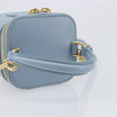 CELINE Triomphe Shoulder Bag Leather Light Blue Gold Auth 208602SAM-7
