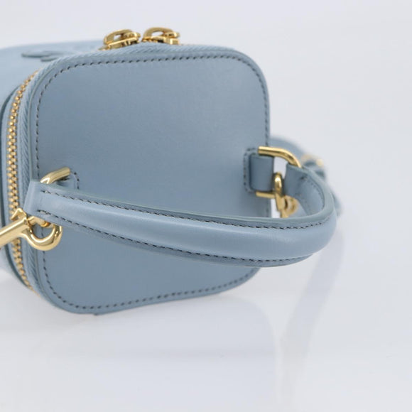 CELINE Triomphe Shoulder Bag Leather Light Blue Gold Auth 208602SAM