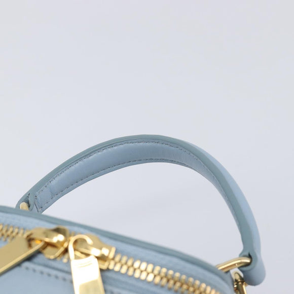 CELINE Triomphe Shoulder Bag Leather Light Blue Gold Auth 208602SAM