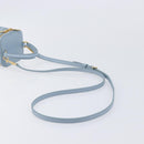 CELINE Triomphe Shoulder Bag Leather Light Blue Gold Auth 208602SAM-9