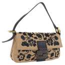 FENDI Zucca Canvas Mamma Baguette Shoulder Bag Beige Gold Auth 208603SAM-1
