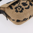 FENDI Zucca Canvas Mamma Baguette Shoulder Bag Beige Gold Auth 208603SAM-10