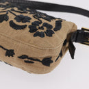 FENDI Zucca Canvas Mamma Baguette Shoulder Bag Beige Gold Auth 208603SAM-13