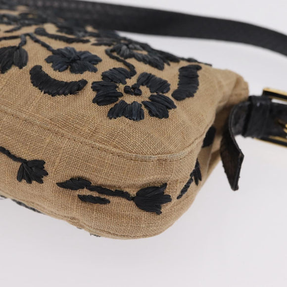 FENDI Zucca Canvas Mamma Baguette Shoulder Bag Beige Gold Auth 208603SAM