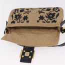FENDI Zucca Canvas Mamma Baguette Shoulder Bag Beige Gold Auth 208603SAM-18