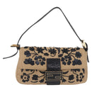 FENDI Zucca Canvas Mamma Baguette Shoulder Bag Beige Gold Auth 208603SAM-2