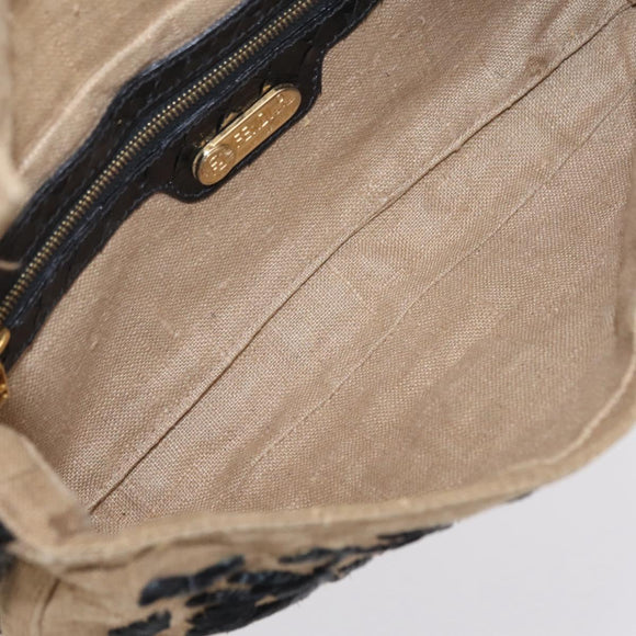 FENDI Zucca Canvas Mamma Baguette Shoulder Bag Beige Gold Auth 208603SAM