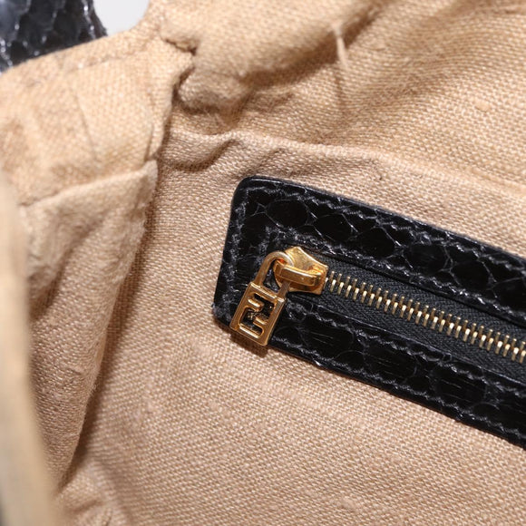 FENDI Zucca Canvas Mamma Baguette Shoulder Bag Beige Gold Auth 208603SAM