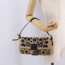FENDI Zucca Canvas Mamma Baguette Shoulder Bag Beige Gold Auth 208603SAM-26