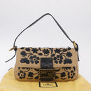 FENDI Zucca Canvas Mamma Baguette Shoulder Bag Beige Gold Auth 208603SAM-27