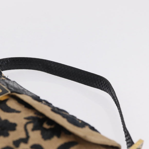 FENDI Zucca Canvas Mamma Baguette Shoulder Bag Beige Gold Auth 208603SAM