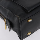 CELINE Hand Bag Leather Black Gold Auth 208604-10