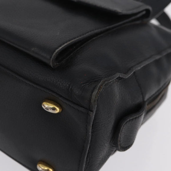 CELINE Hand Bag Leather Black Gold Auth 208604