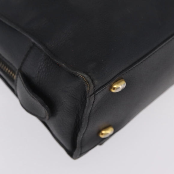 CELINE Hand Bag Leather Black Gold Auth 208604