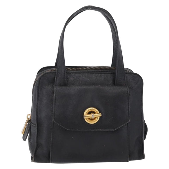 CELINE Hand Bag Leather Black Gold Auth 208604