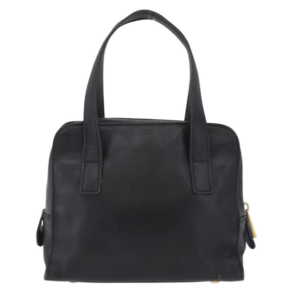 CELINE Hand Bag Leather Black Gold Auth 208604