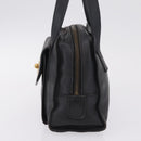 CELINE Hand Bag Leather Black Gold Auth 208604-4