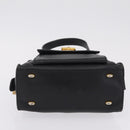 CELINE Hand Bag Leather Black Gold Auth 208604-9